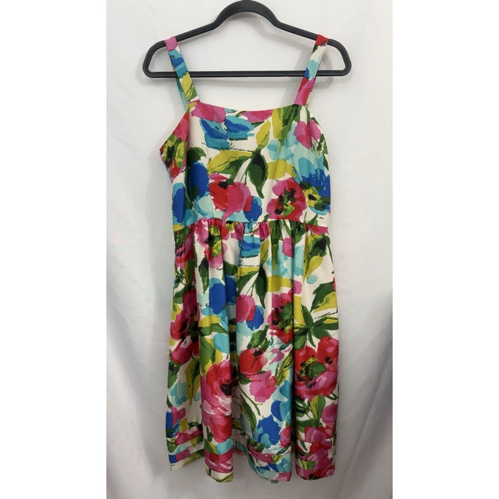 Eliza J Floral Fit & Flare Belted Sleeveless Dress Womens Size 10 Altered Straps